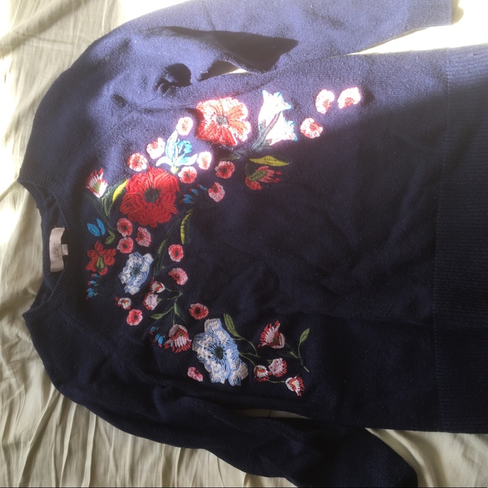LOFT embroidered sweater (re-posh)
